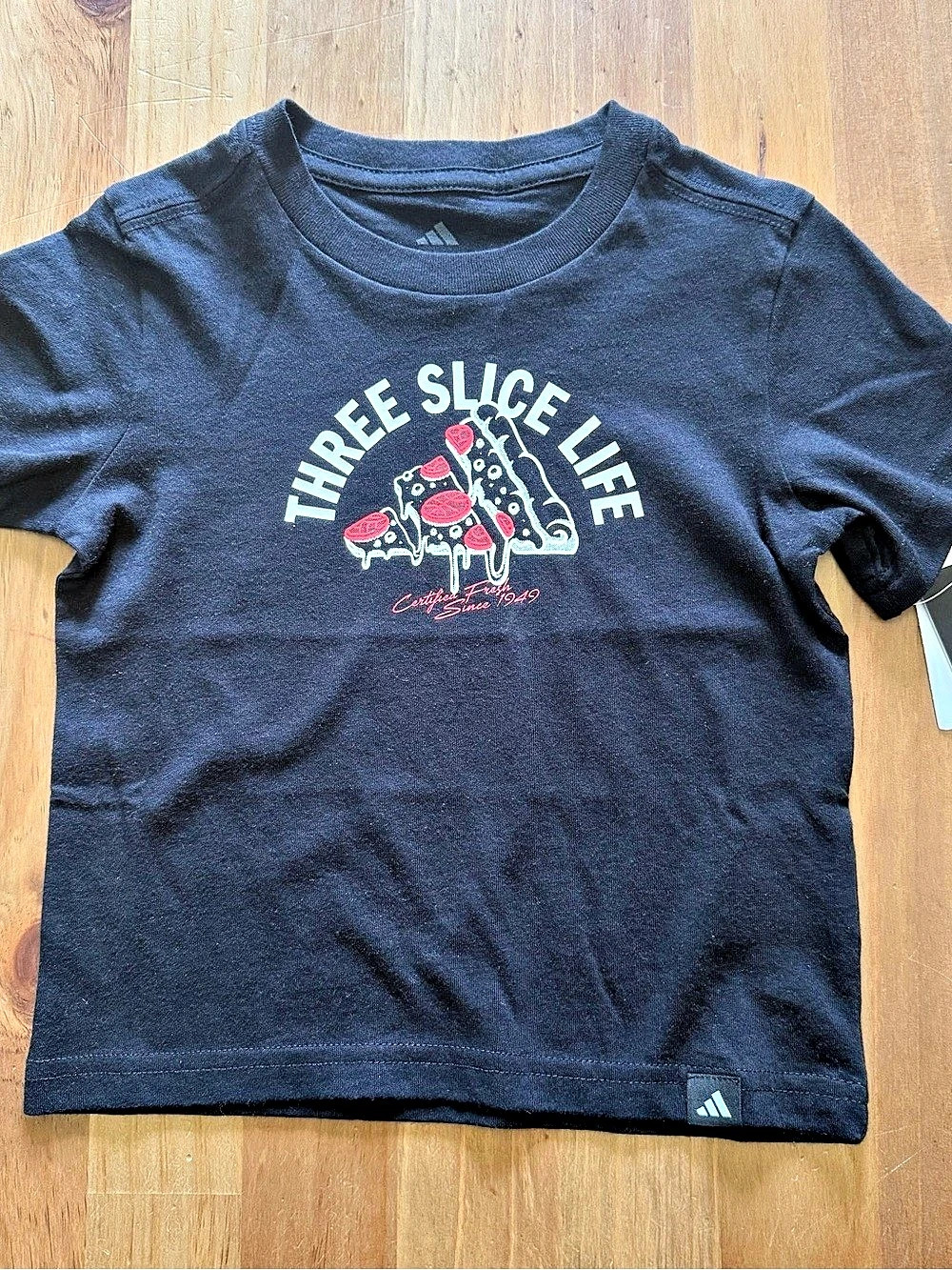 Adidas Three Slice Life Graphic T-Shirt Boys 2T Black ~ NWT
